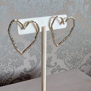 Gold Tone Hallow Heart Earrings